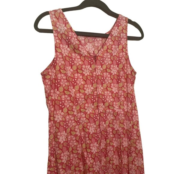 VTG Expressions Y2K Pink Floral Midi Dress Sleeveless A-Line Summer Dress Size M - Picture 6 of 7